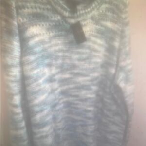 Blue and White Knit Sweater